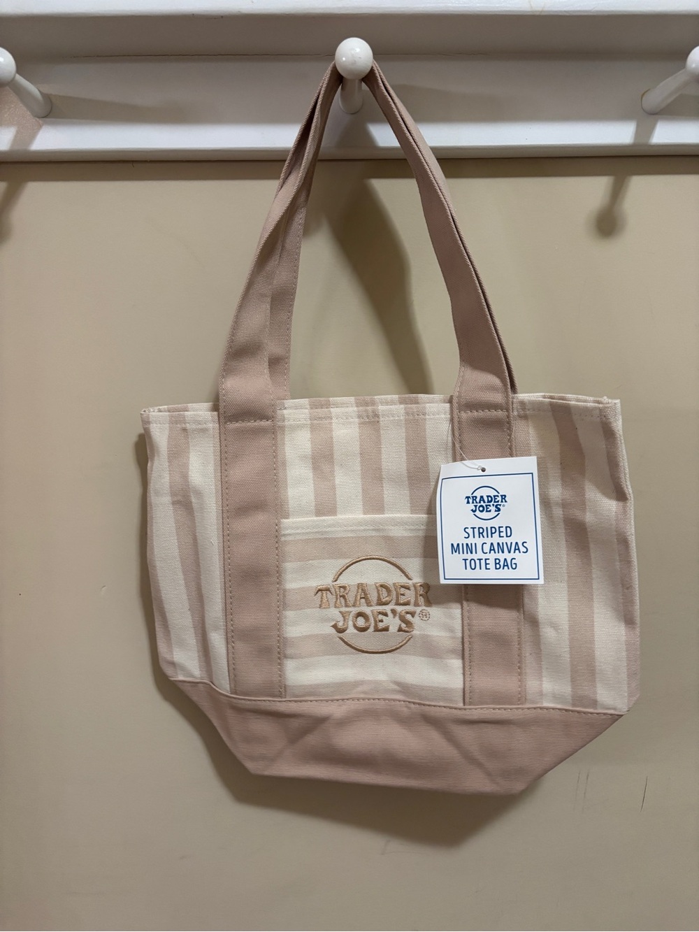 Trader Joe’s Striped Mini Canvas Tote Bag - Taupe NEW 2026 Limited Edition NWT